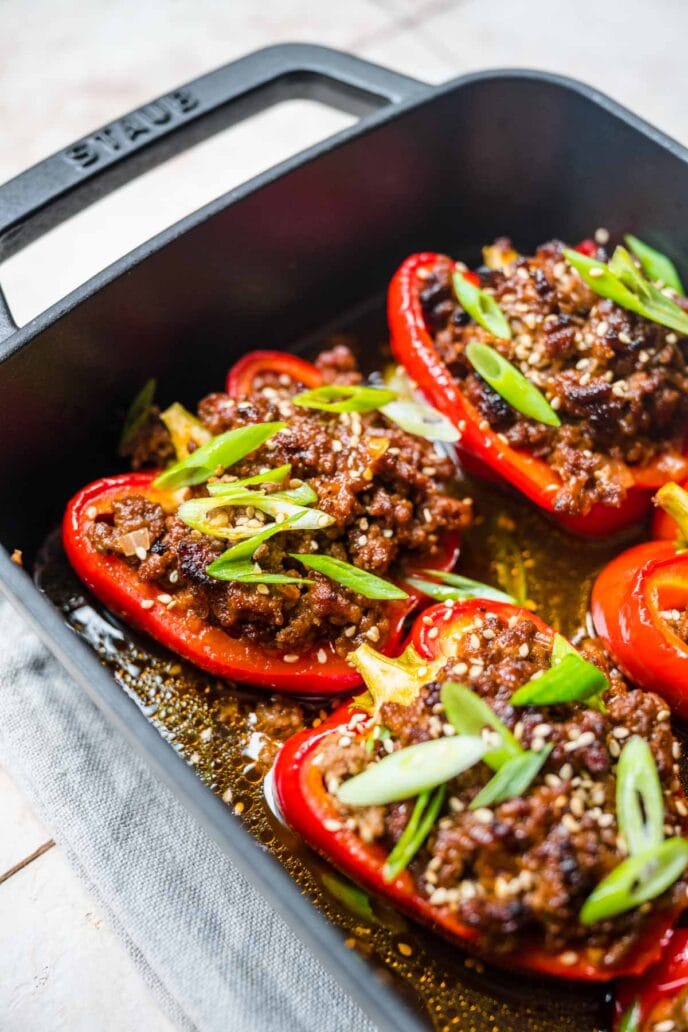 Korean Beef Stuffed Peppers Recipe Dinner, then Dessert