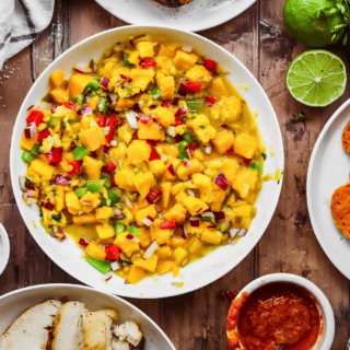 Salsa in a white dish