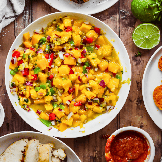 Salsa in a white dish