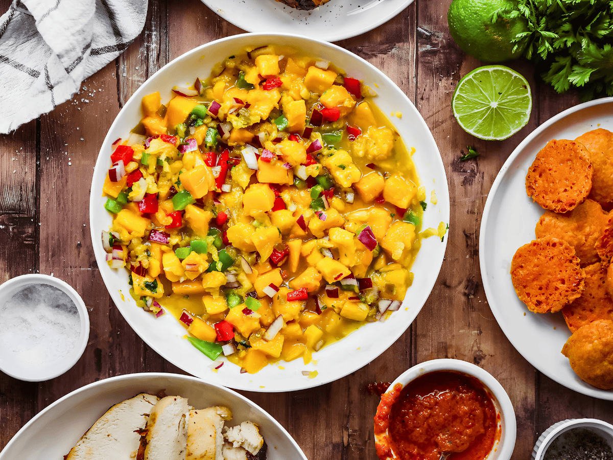 Salsa in a white dish