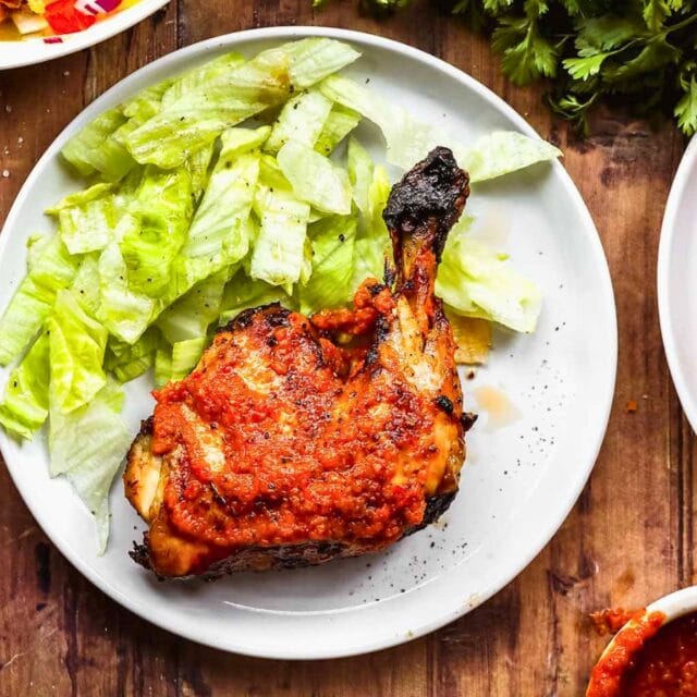 Plated Chicken with lettuce