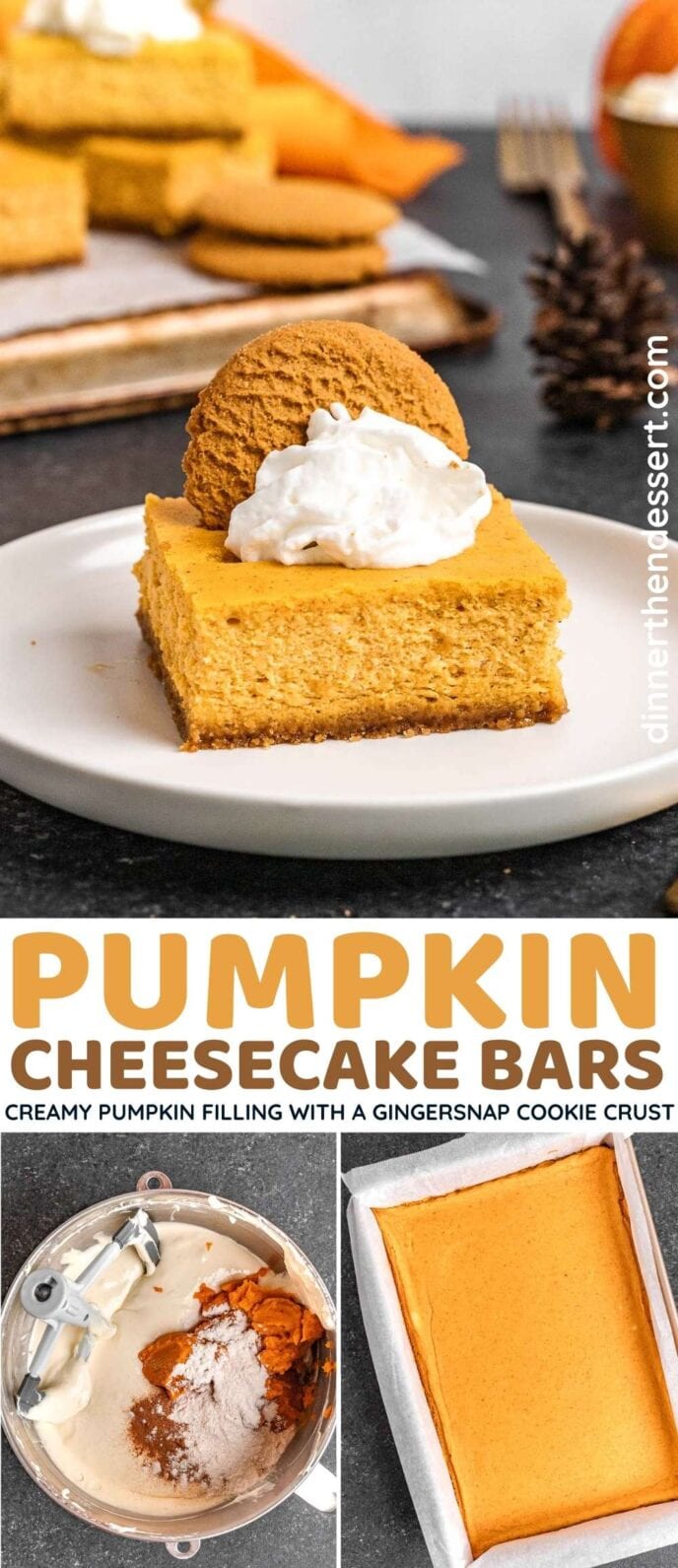 Pumpkin Cheesecake Bars Collage