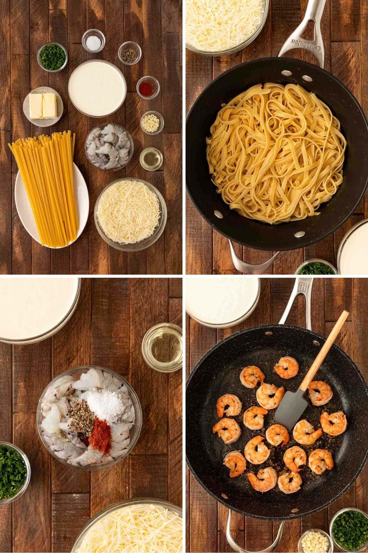 Classic Shrimp Alfredo collage