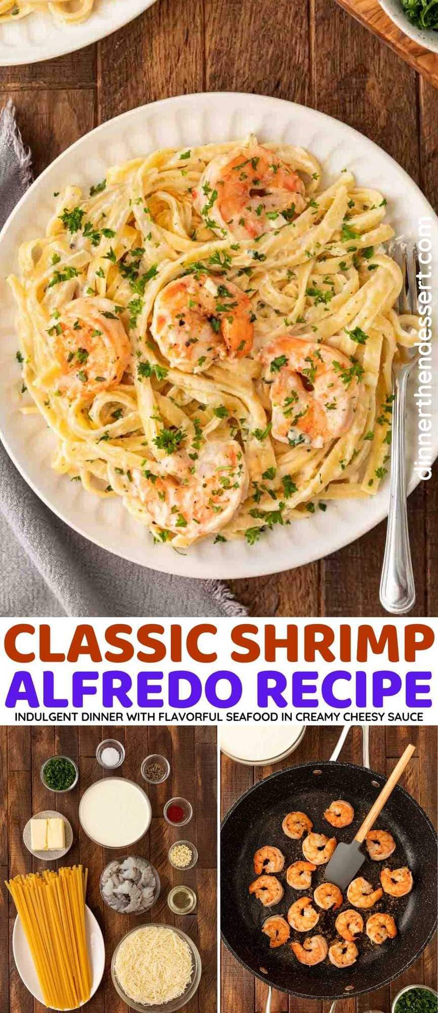 Classic Shrimp Alfredo collage