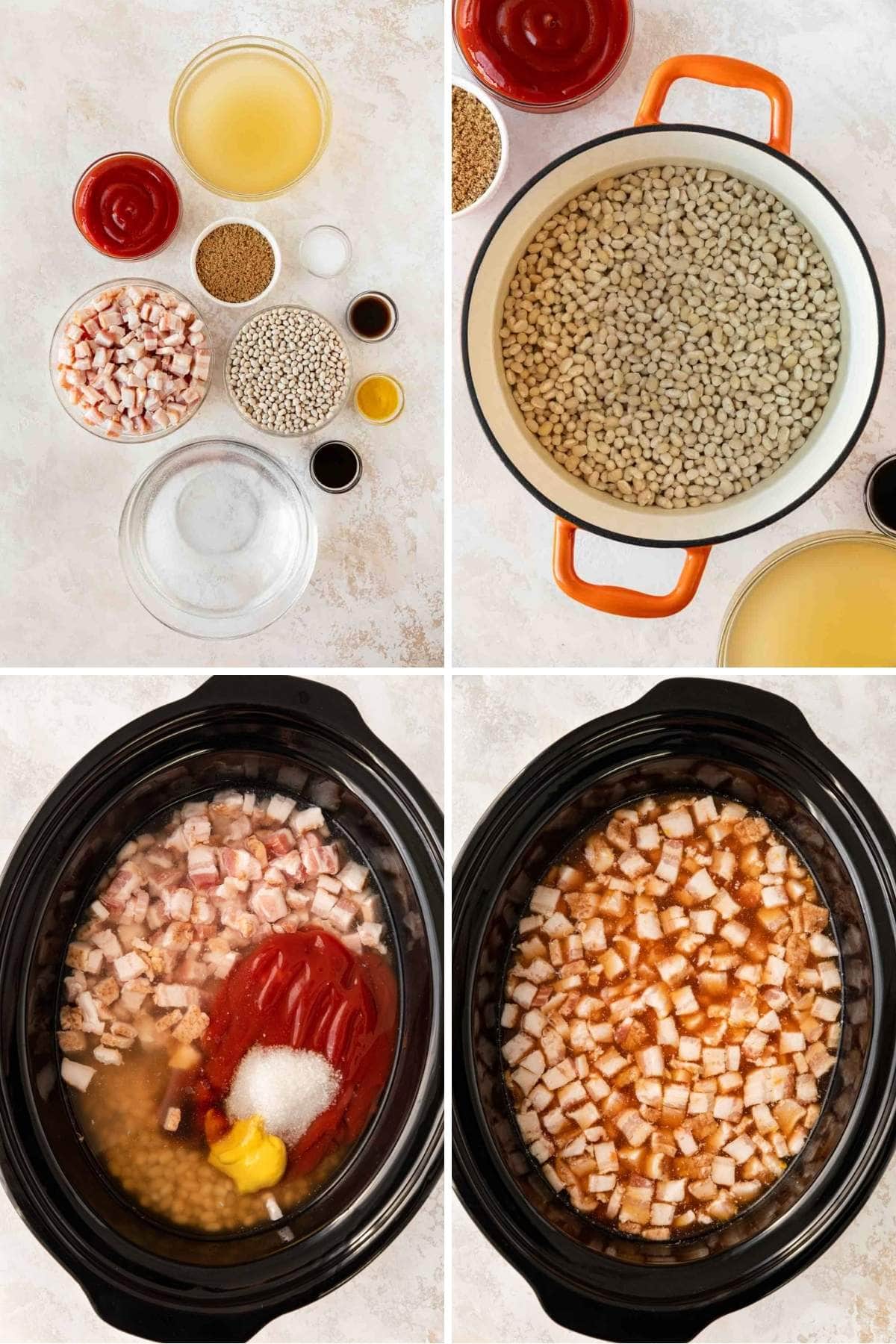 Slow Cooker Pork and Beans collage