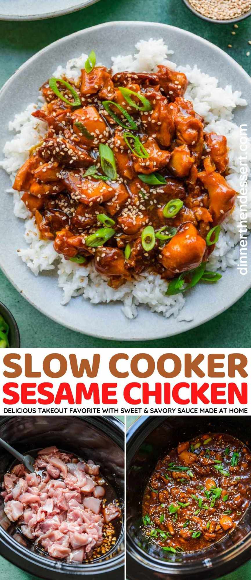 Slow Cooker Sesame Chicken collage