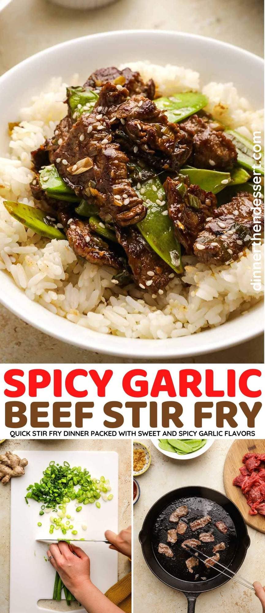 Spicy Garlic Beef Stir Fry collage