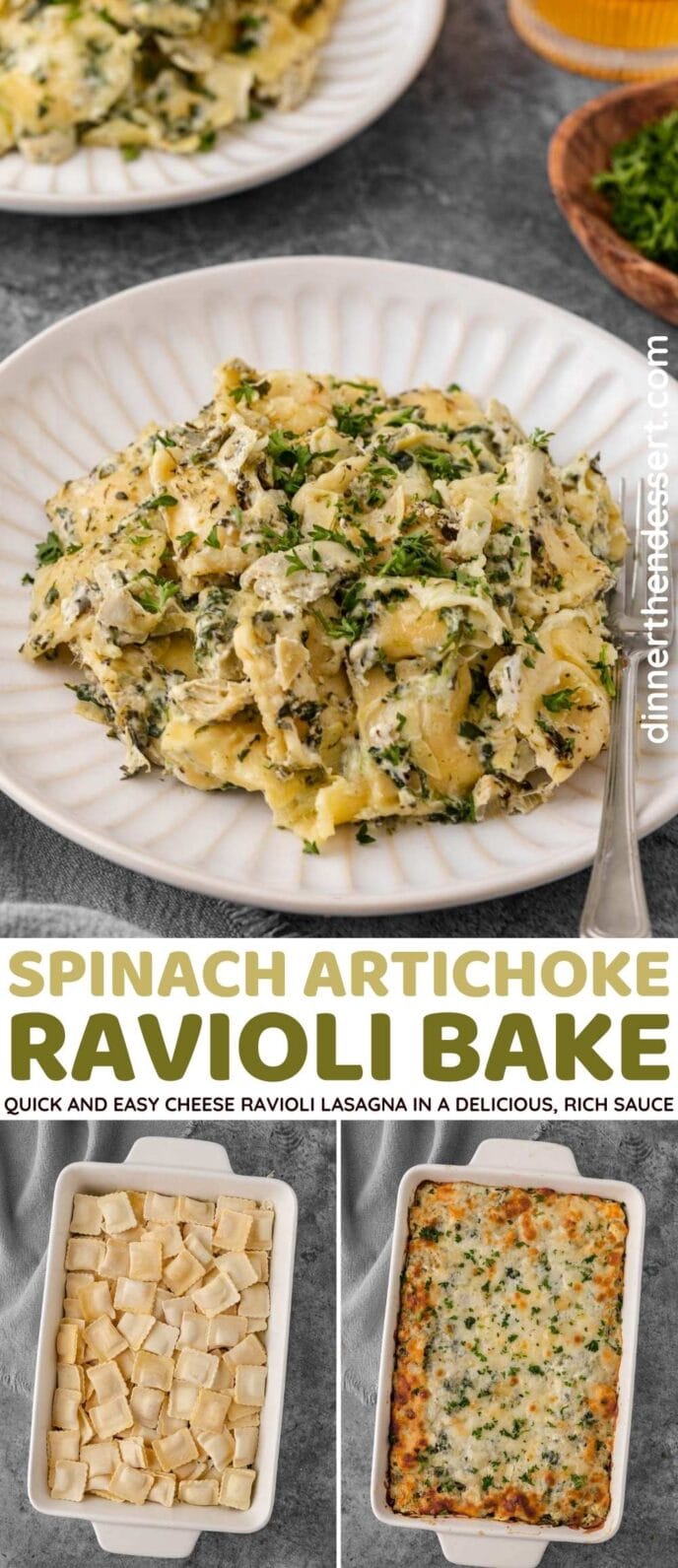 Spinach Artichoke Ravioli Bake collage