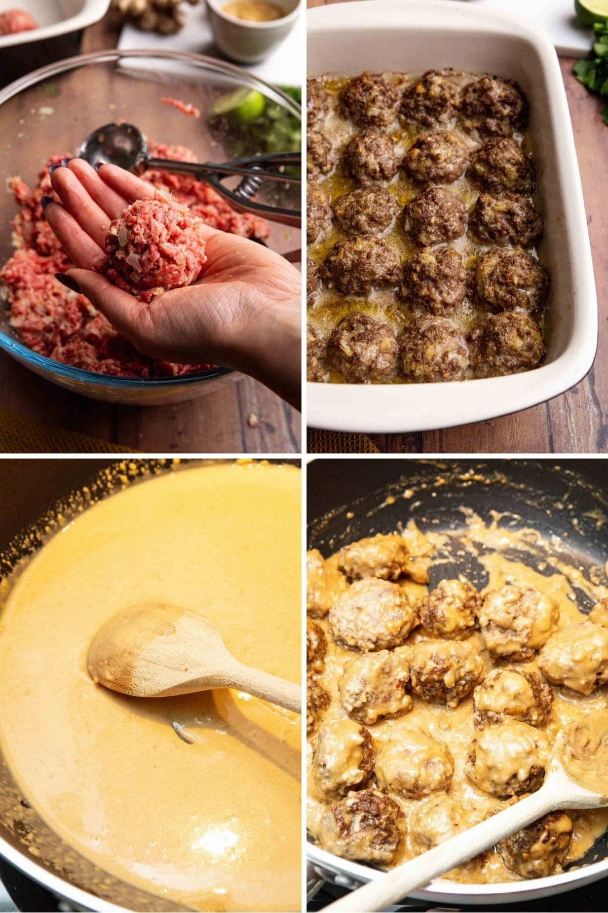 Thai Peanut Satay Meatballs collage