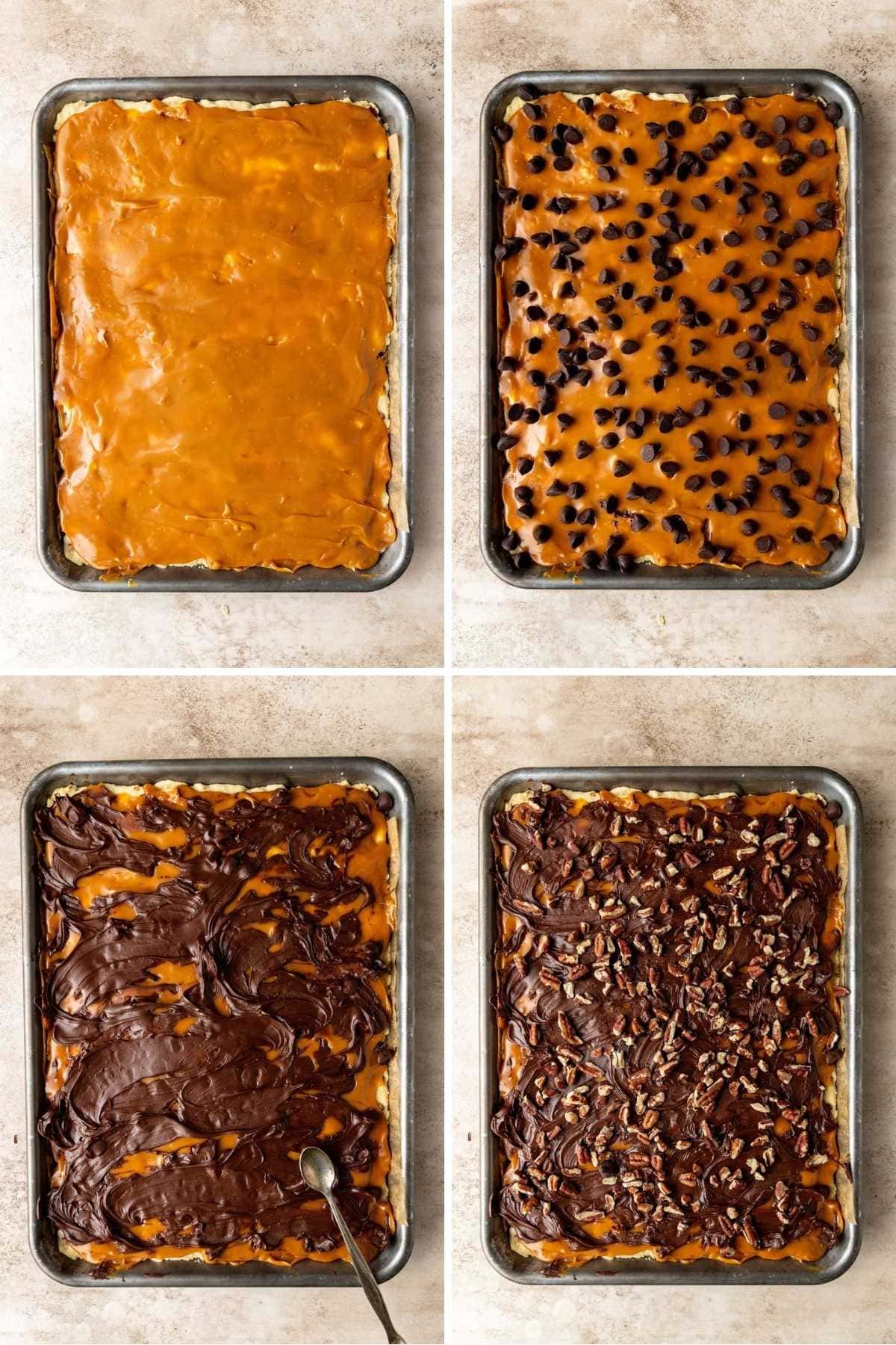 Turtle Cookie Bars collage