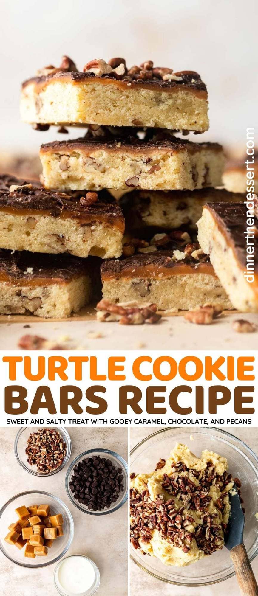 Turtle Cookie Bars collage