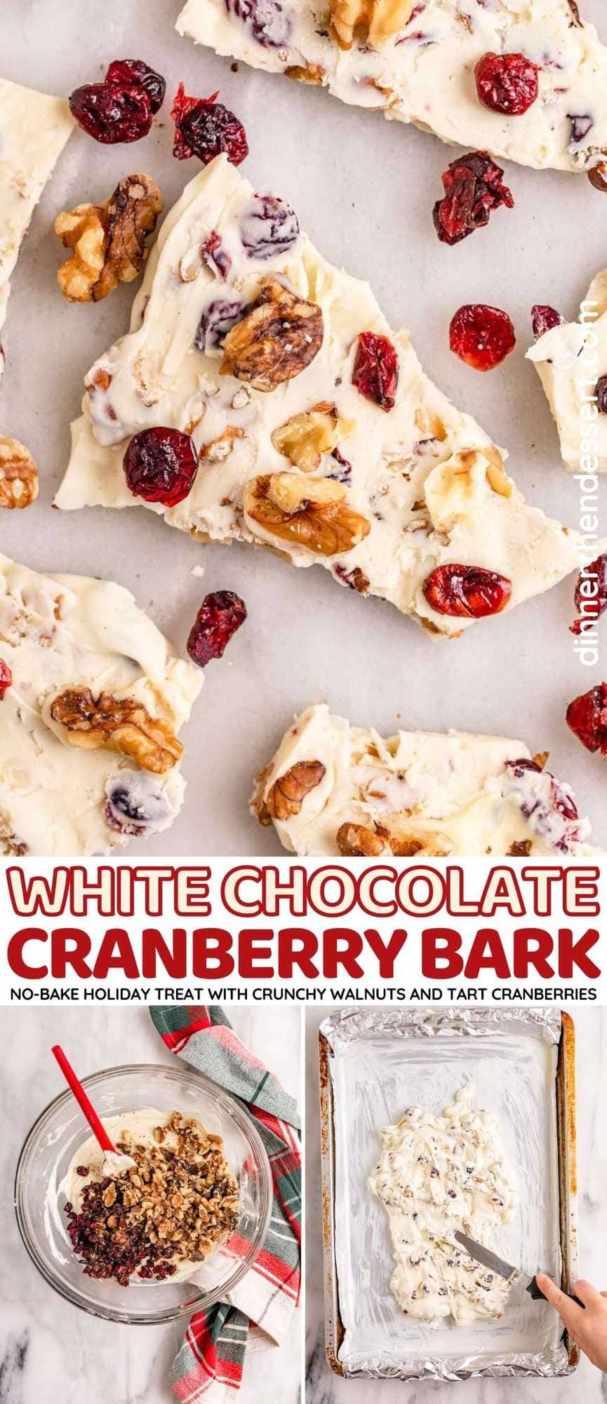 White Chocolate Cranberry Bark collage