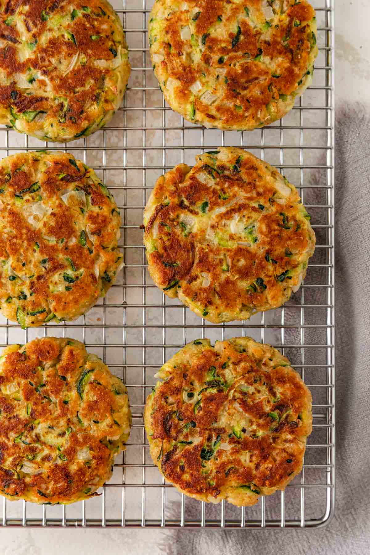 Zucchini Patties on cooling rack