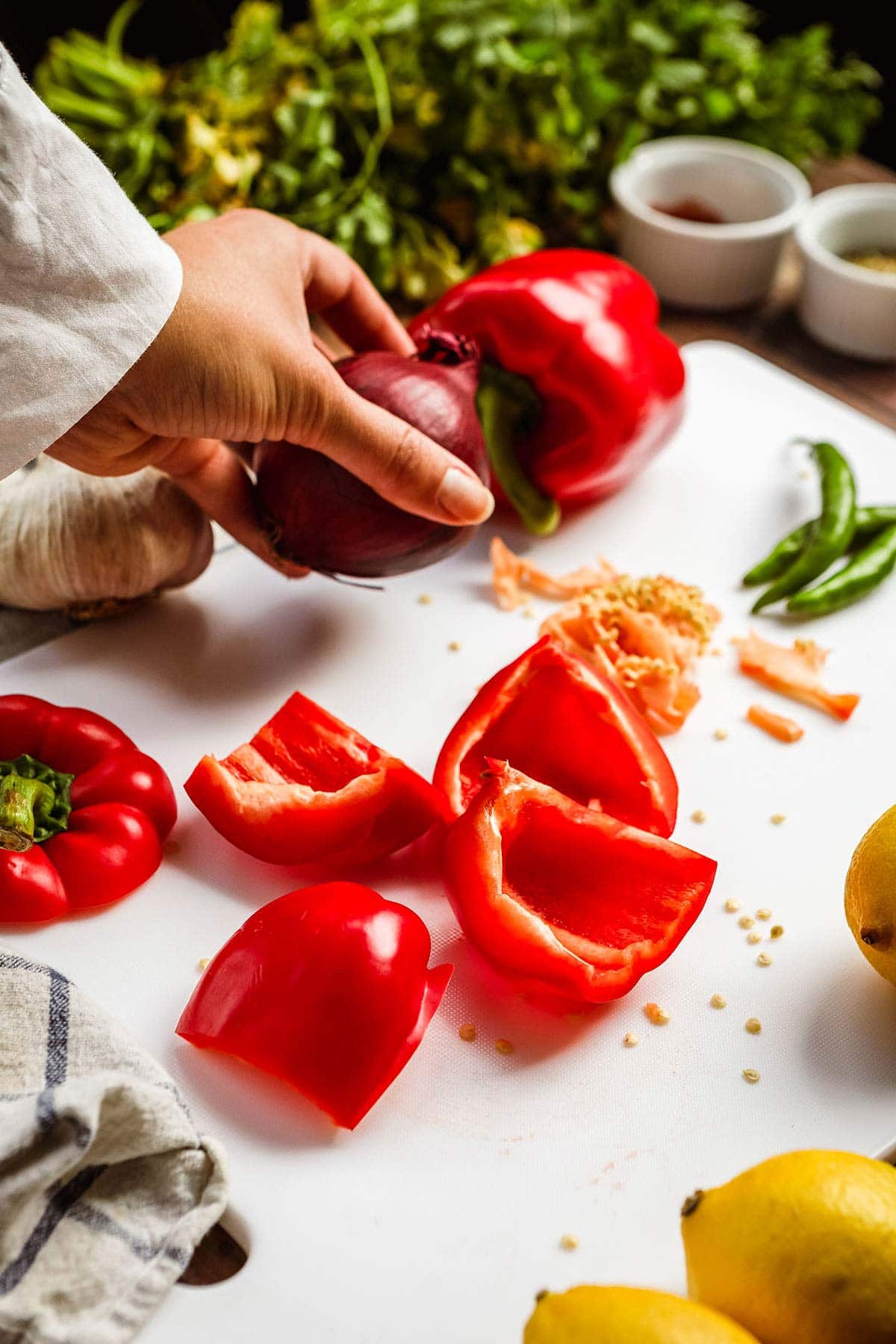 Peri Peri Sauce cutting peppers