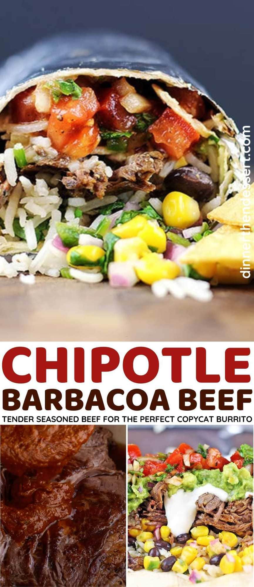 Chipotle Barbacoa Beef Burrito Collage