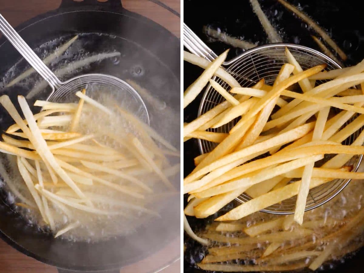 In-N-Out Animal Style French Fries collage of cooking fries