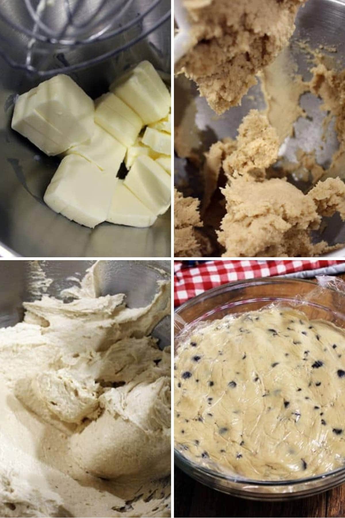 Jacques Torres Chocolate Chip Cookies Collage of dough preparation