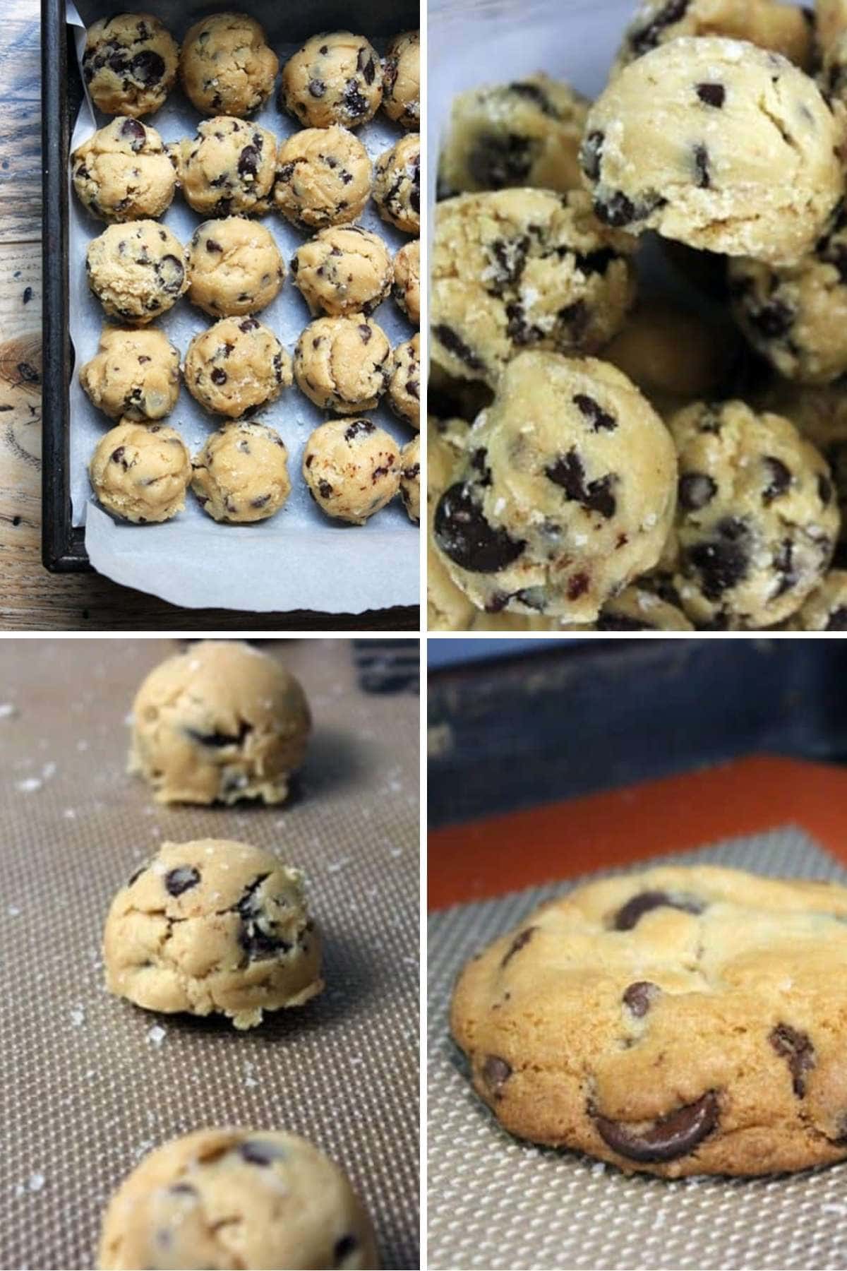 Jacques Torres Chocolate Chip Cookies Collage of baking steps