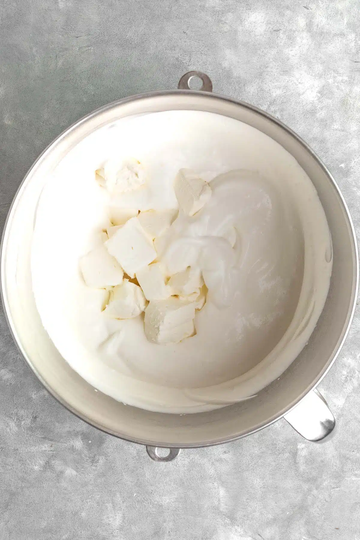 Pumpkin Mousse pudding mixture ingredients in mixing bowl
