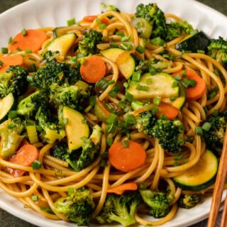 Stir fried noodles on a plate