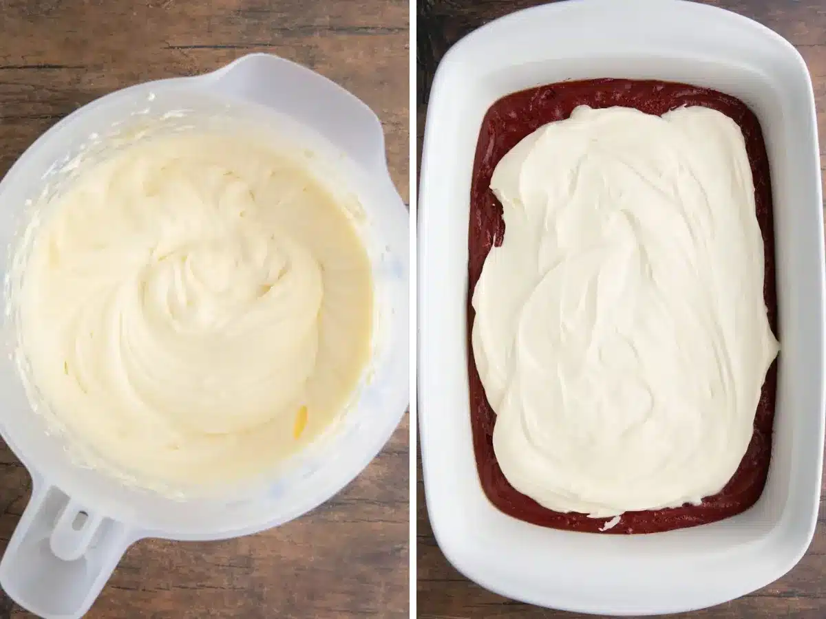 collage of cream cheese layer