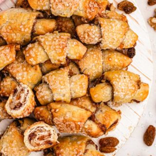 Flaky crescent cookies filled with nuts and fruit.