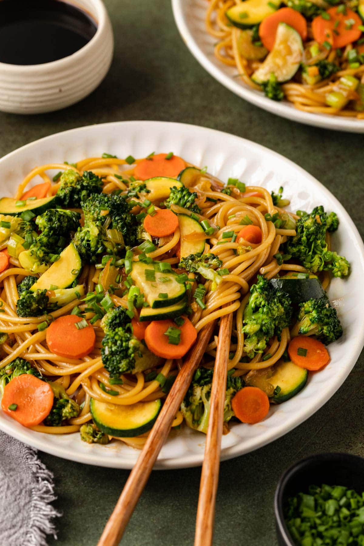 Stir Fry Garlic Noodles on a plate