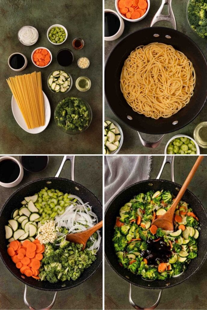 Stir Fry Garlic Noodles collage