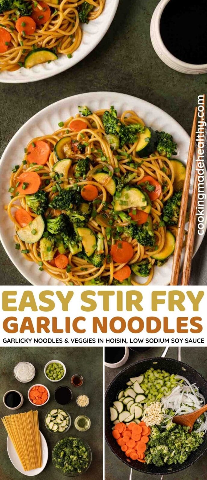 Stir Fry Garlic Noodles Collage