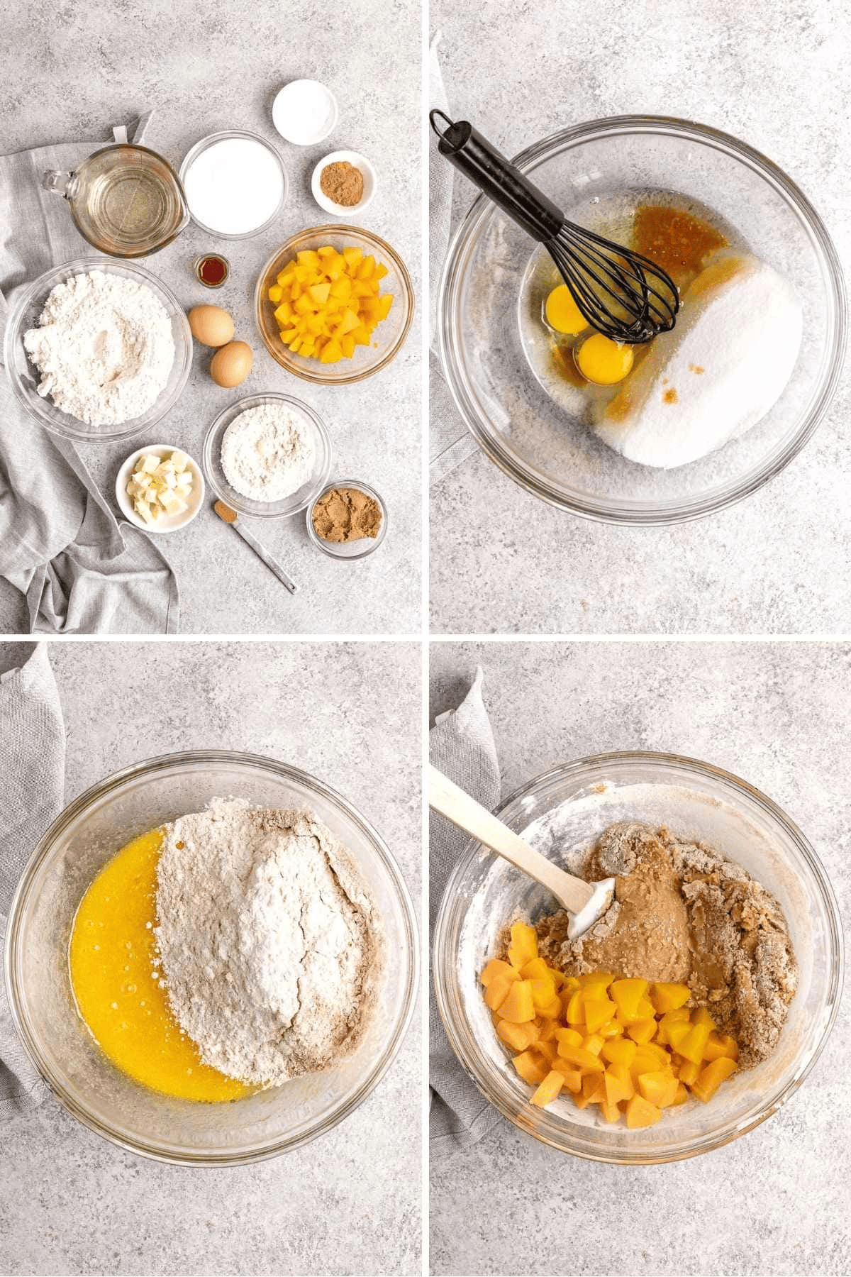 Prep steps for fruit quick bread batter
