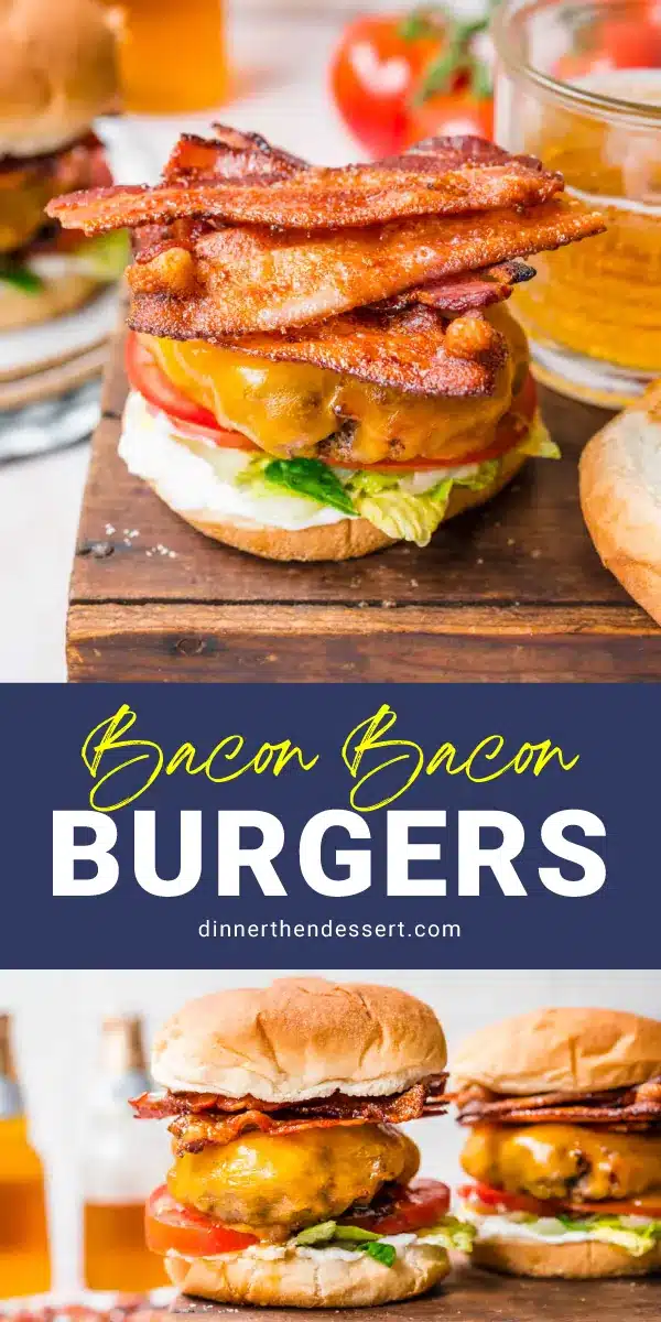 Collage of burgers with bacon