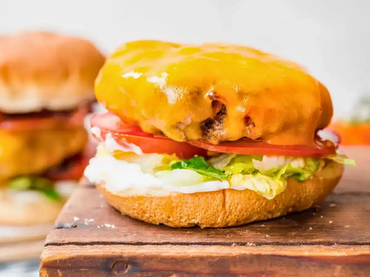 Cheeseburger without top bun