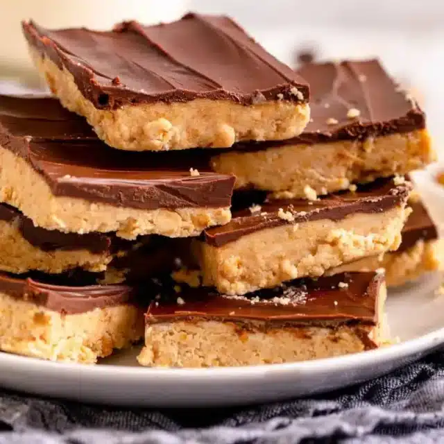 stack of bars on a white plate