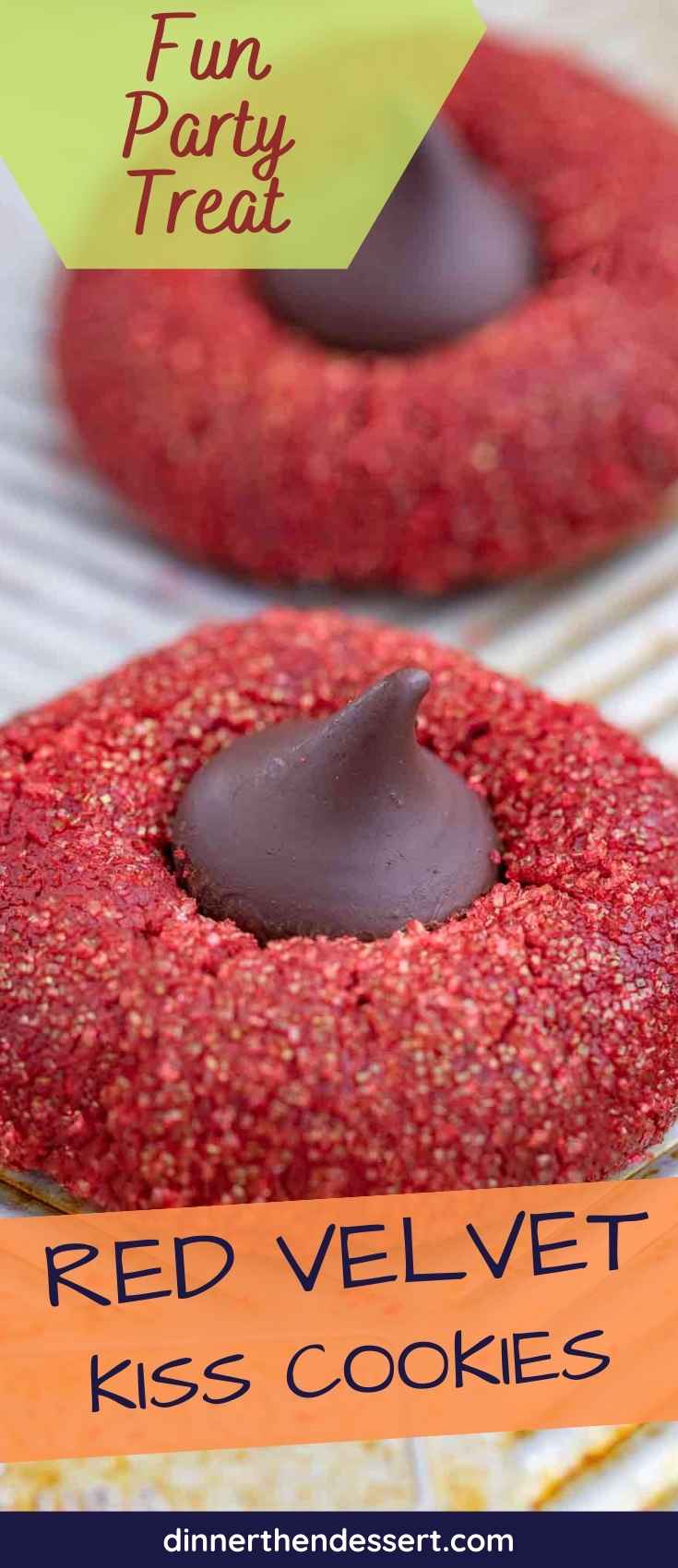 Red Velvet Kiss Cookies on tray Pin 1