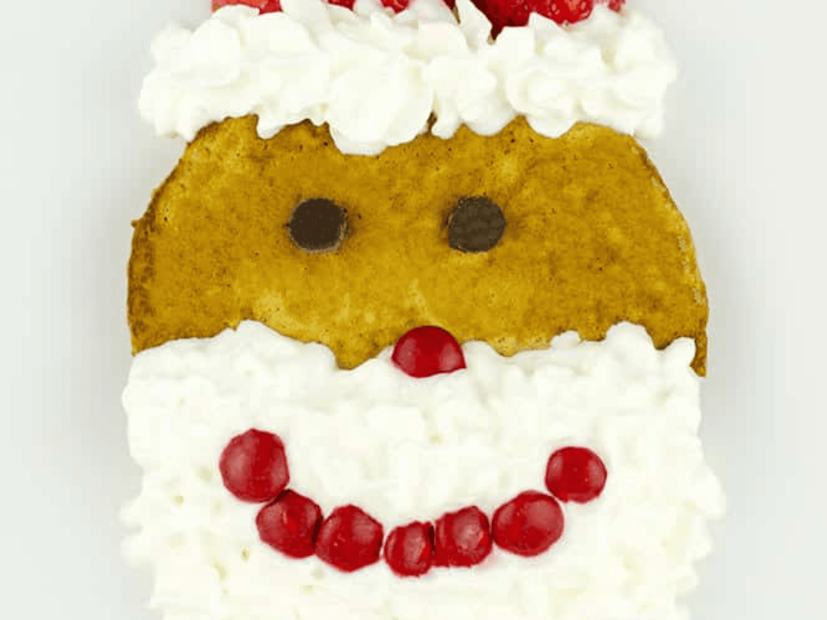 pancake that is decorated like a santa