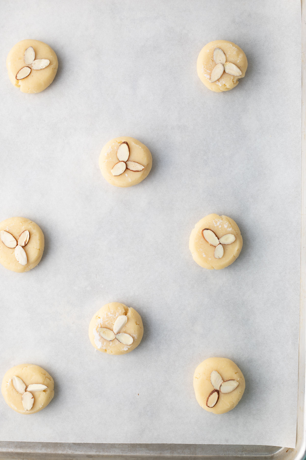 Almond Cookies on baking sheet