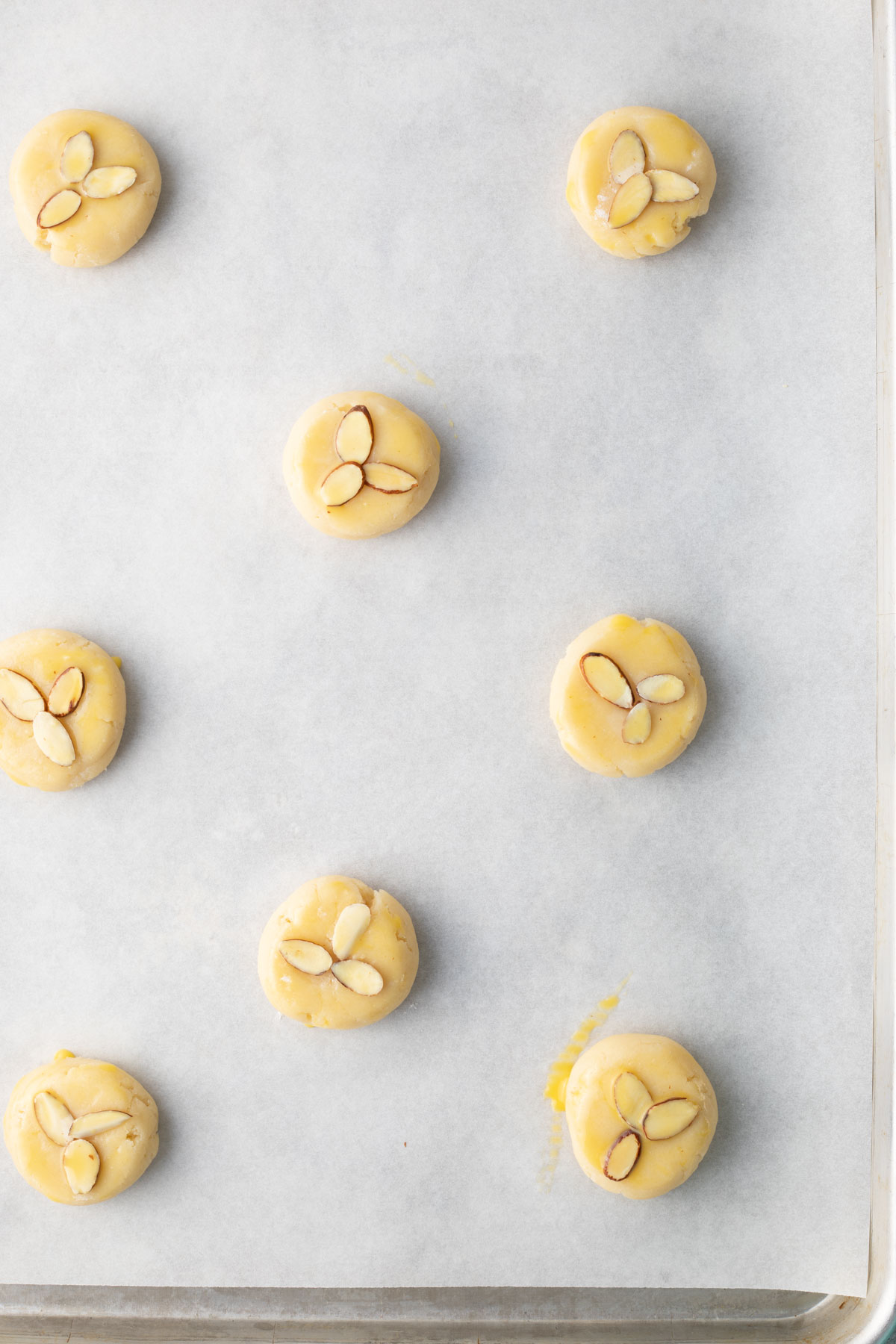 Almond Cookies on baking sheet