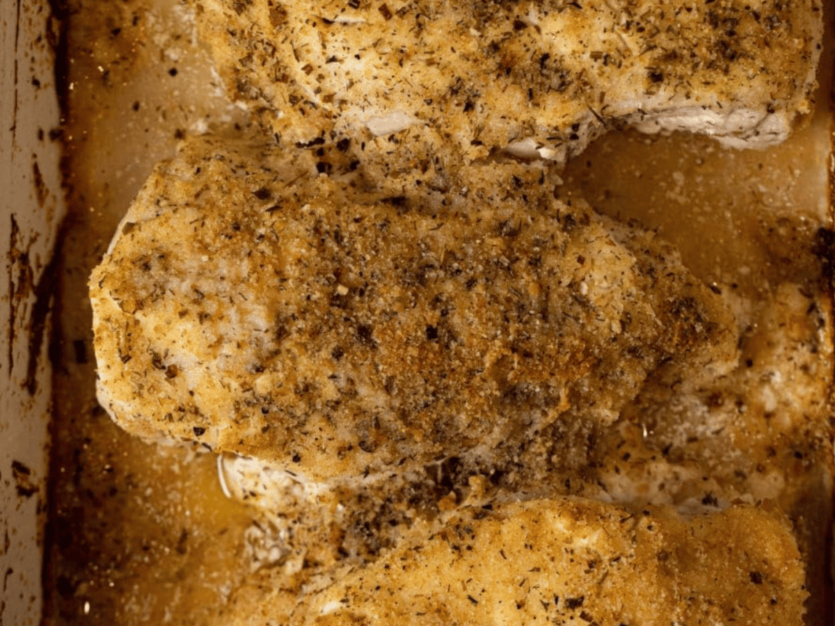 close up of baked chicken
