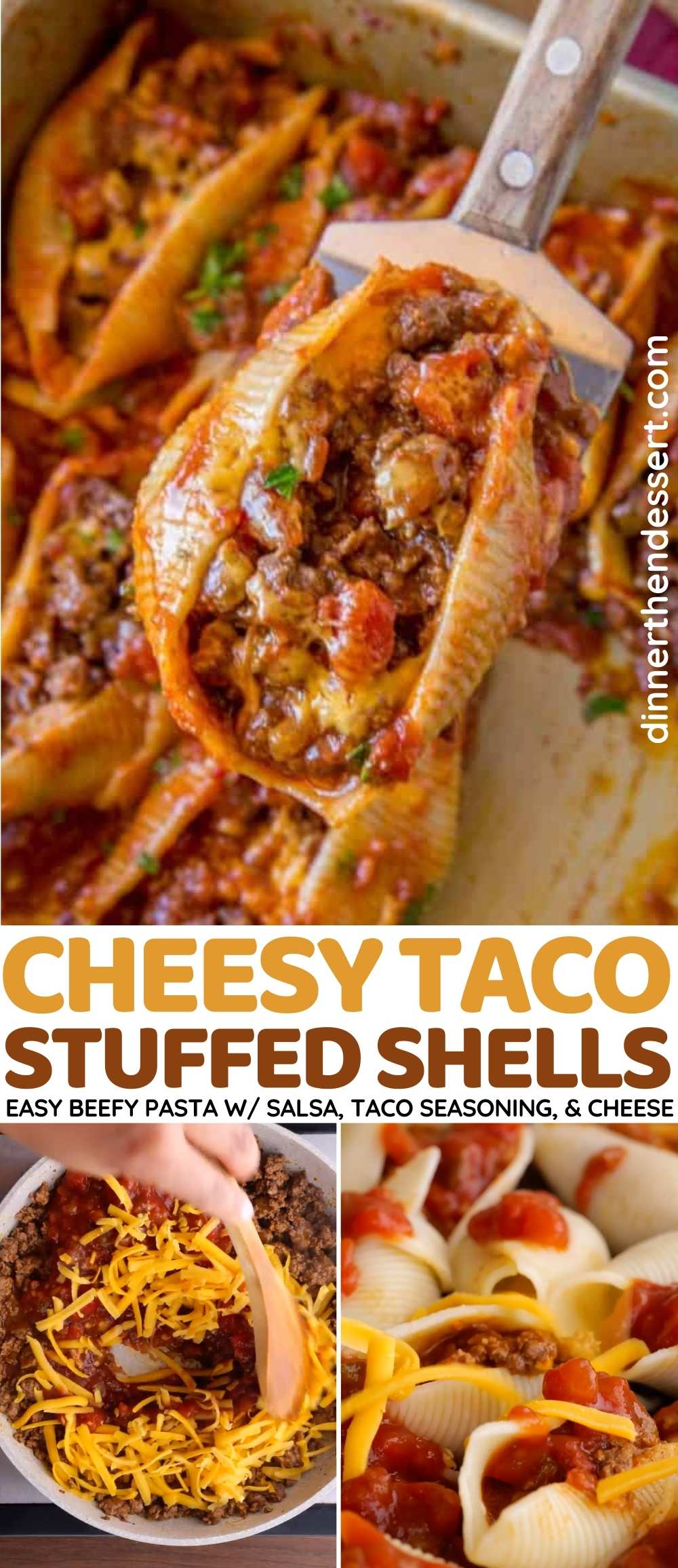 Cheesy Taco Stuffed Shells Collage