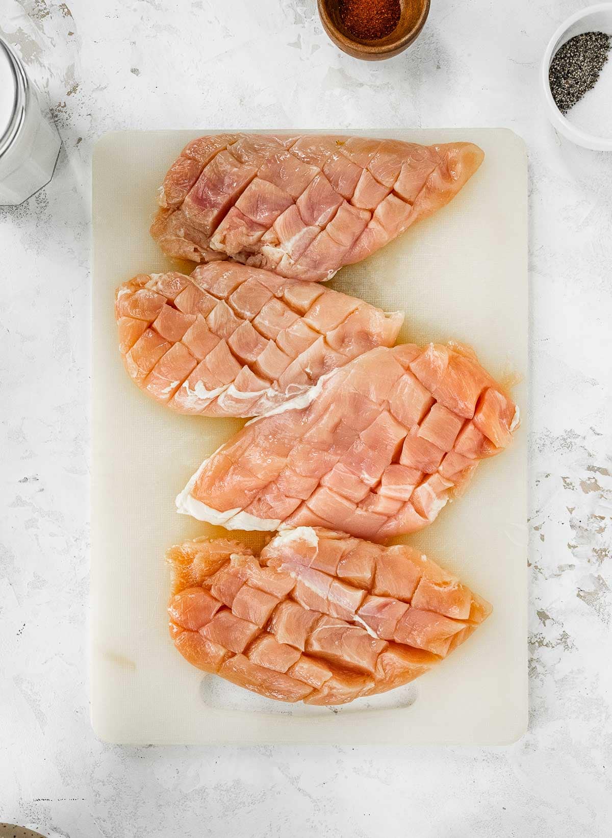 Scored chicken