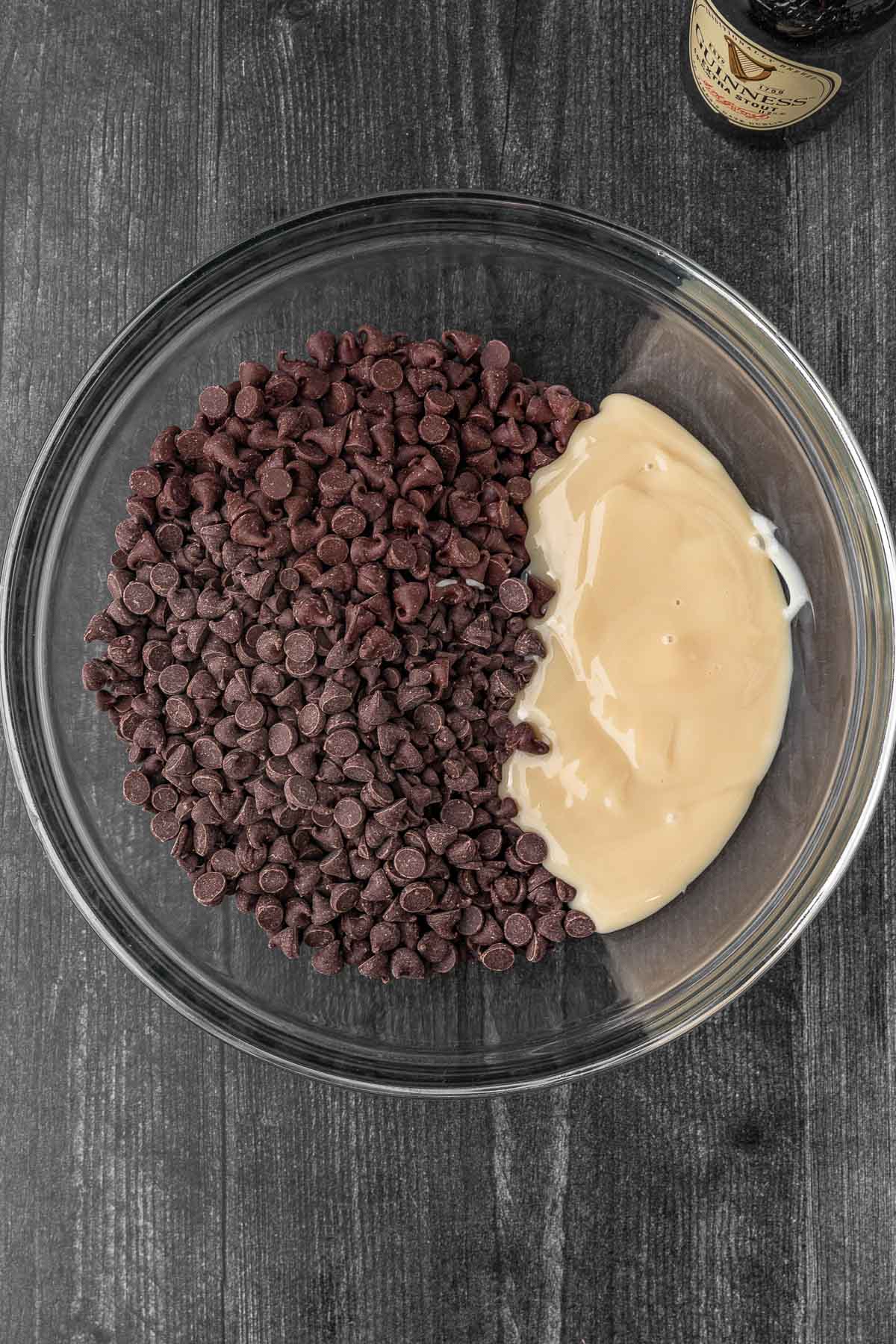 Guinness Chocolate Fudge ingredients in bowl