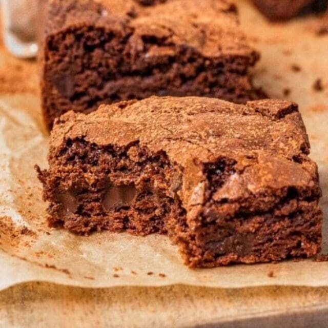 a brownie with a bite taken out.