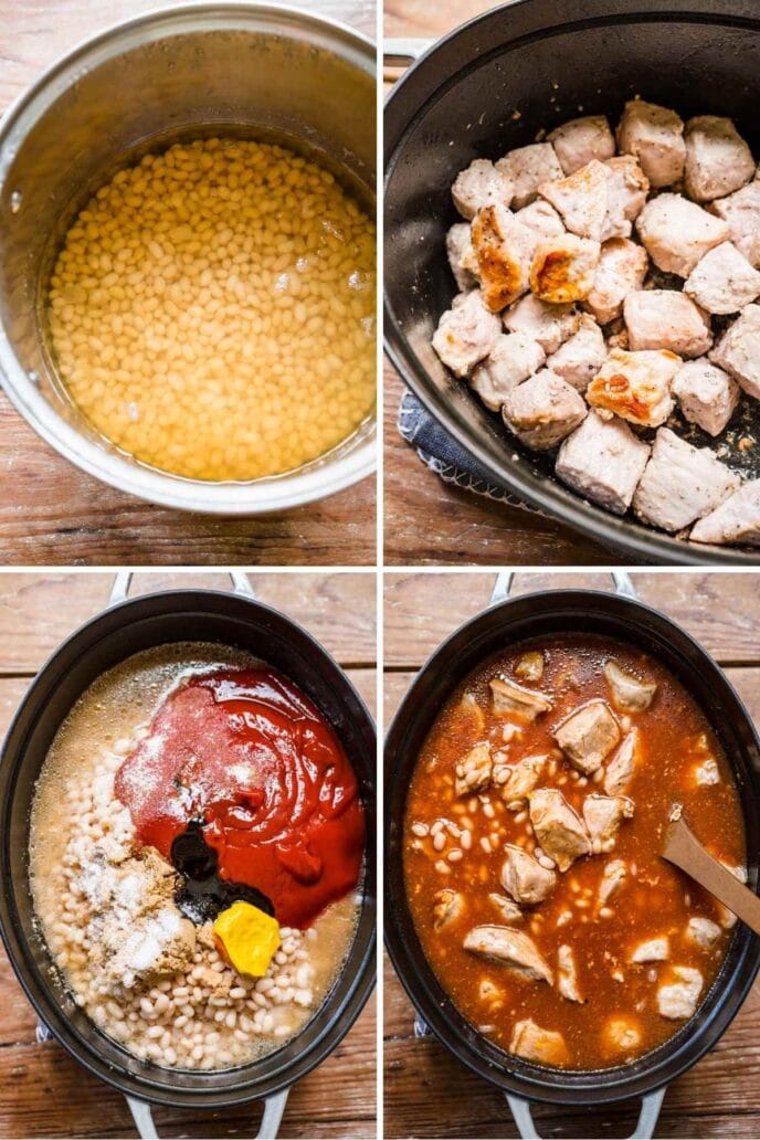 Roast Pork and Beans Collage of prep steps