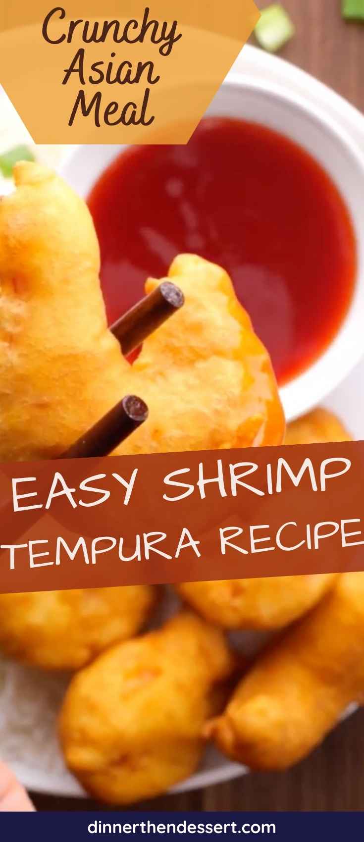 Shrimp Tempura and chopsticks dipped in red sauce Pin 1
