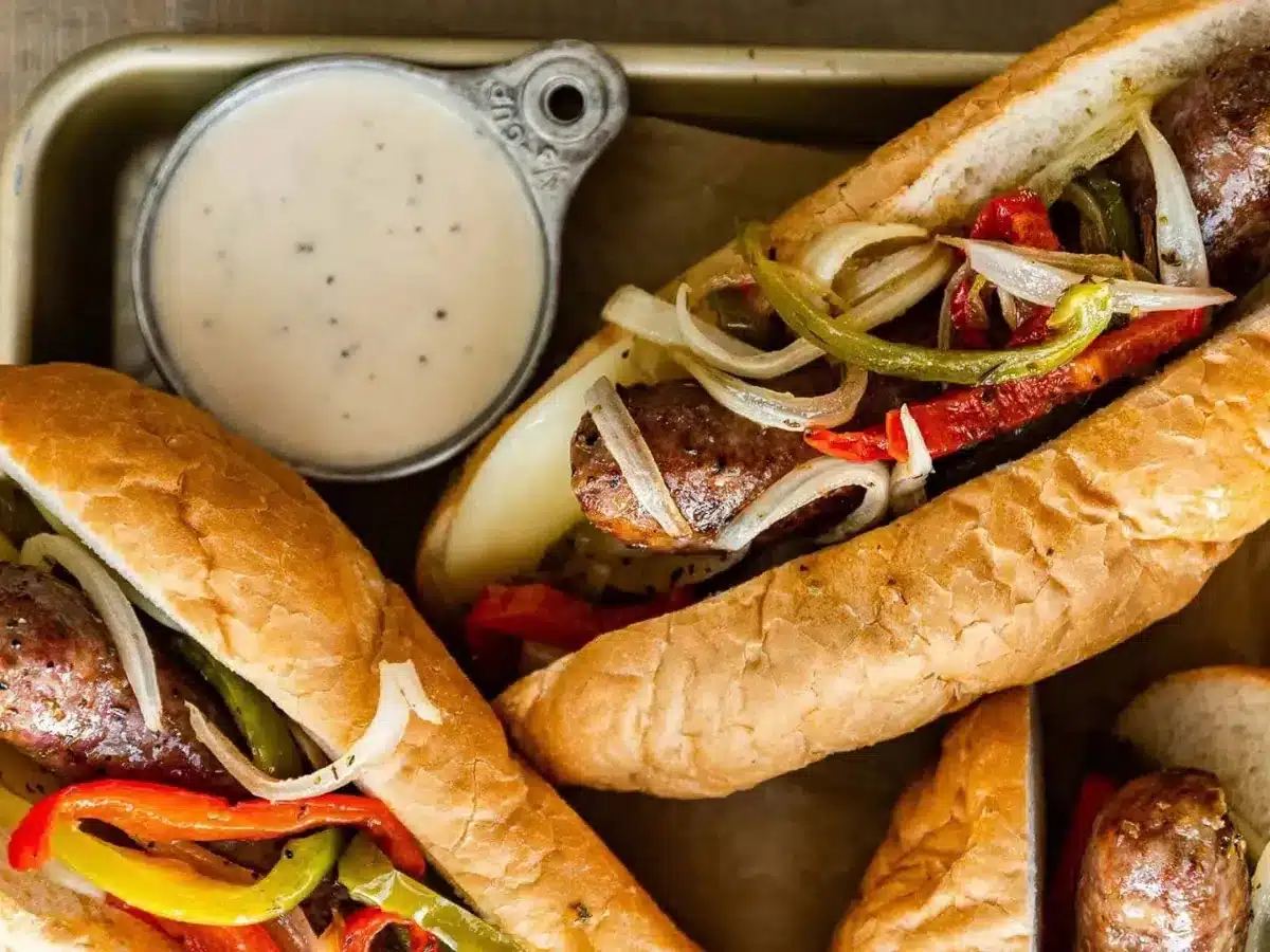 sandwiches on tray with dip