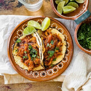 Chicken Tinga tacos prepared on a plate