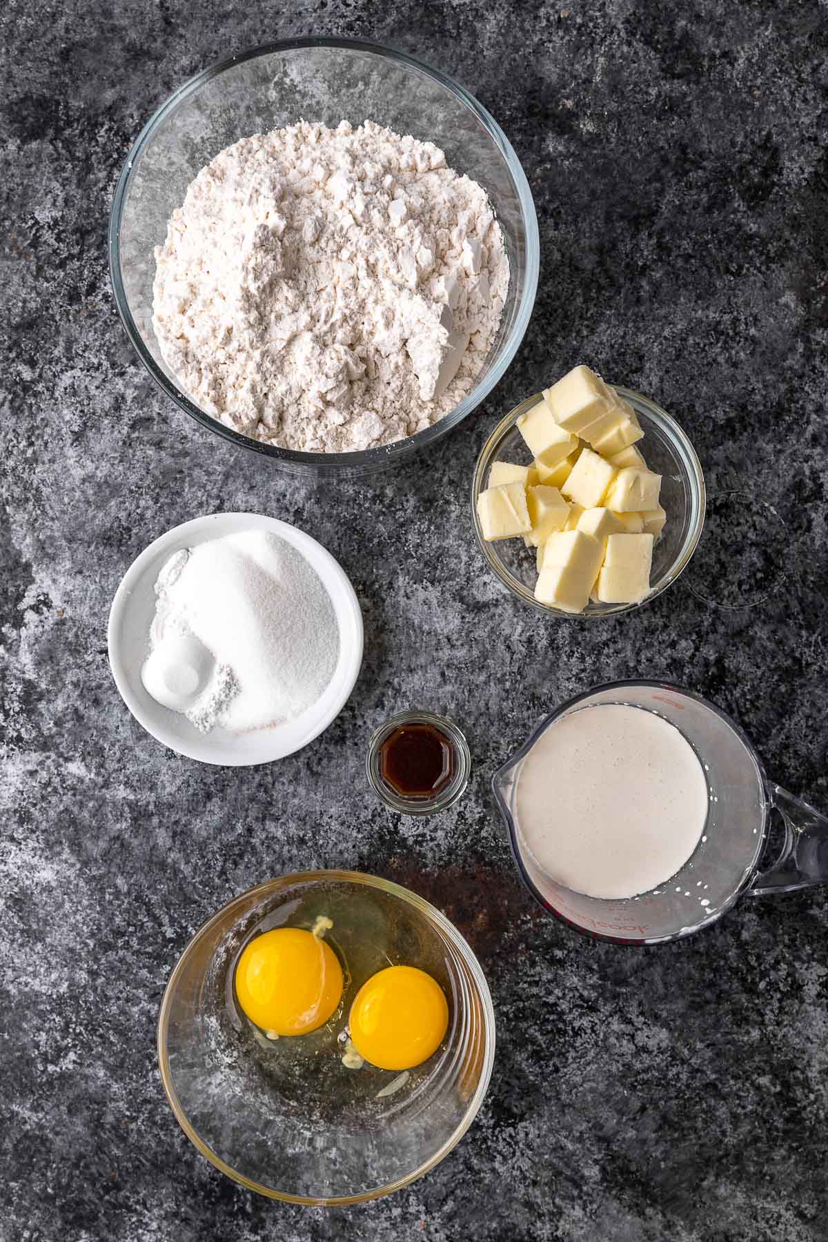 Cream Tea Ingredients in separate bowls