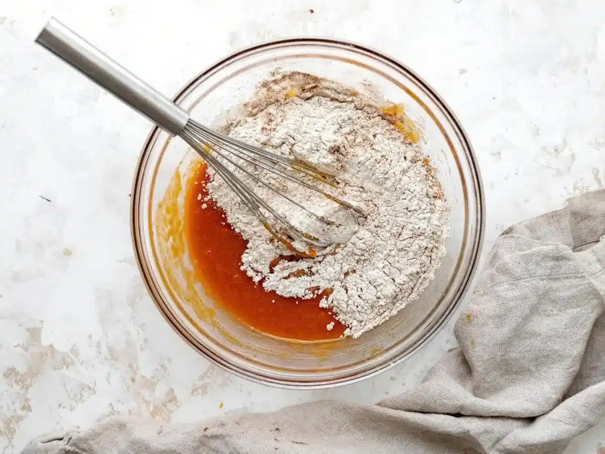 ingredients being whisked together