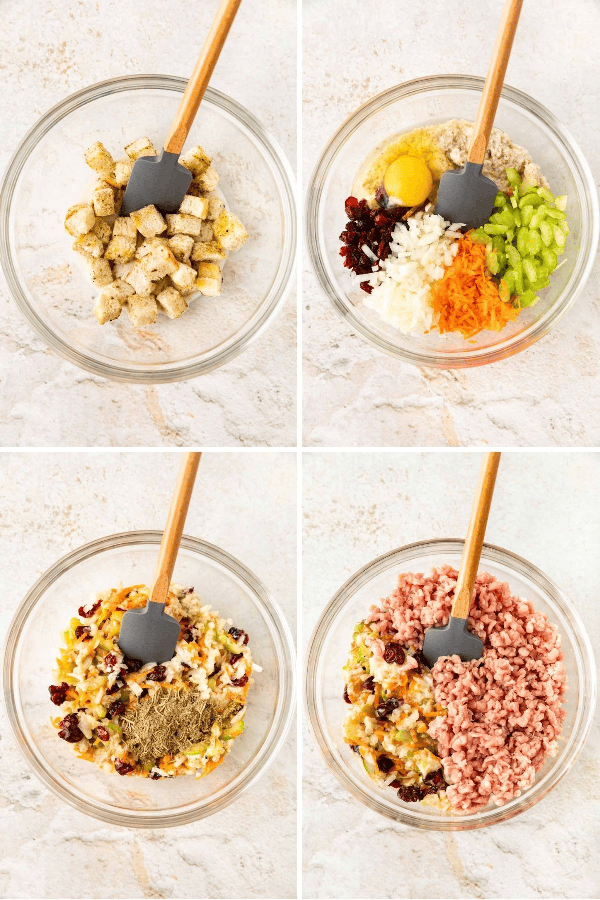 collage of preparing meatloaf mixture