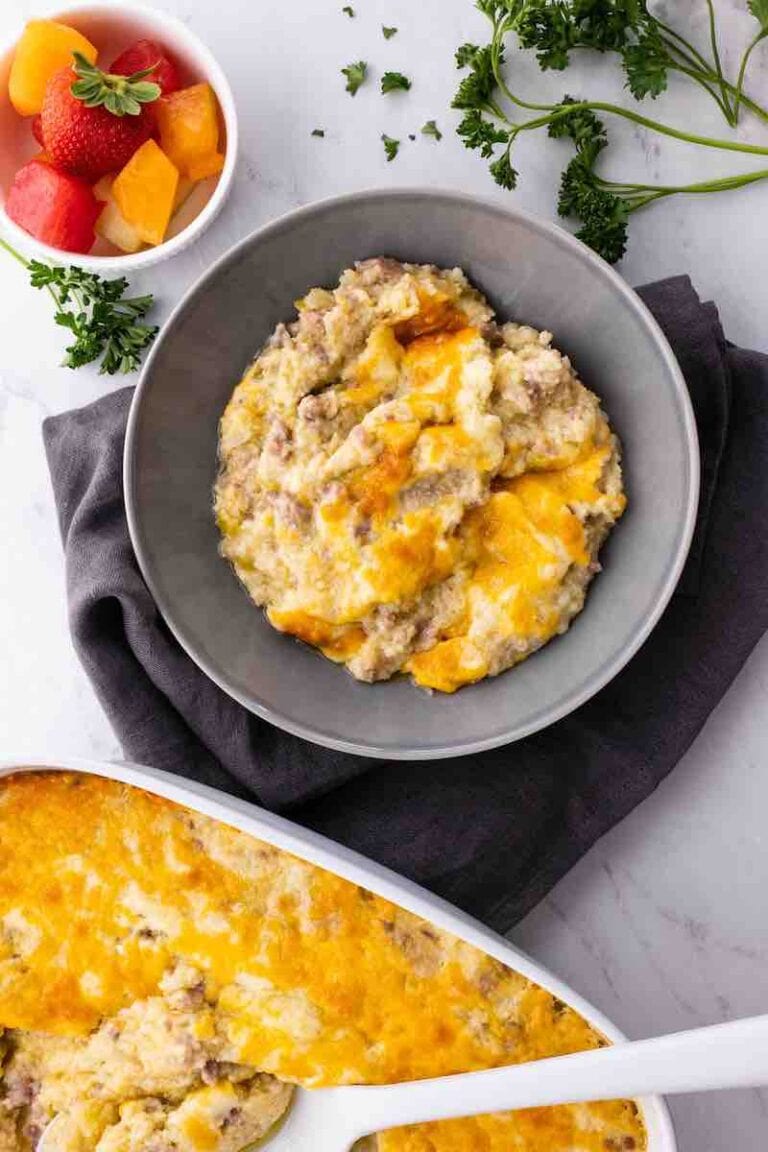 Cheesy Baked Sausage Grits Recipe Dinner, then Dessert